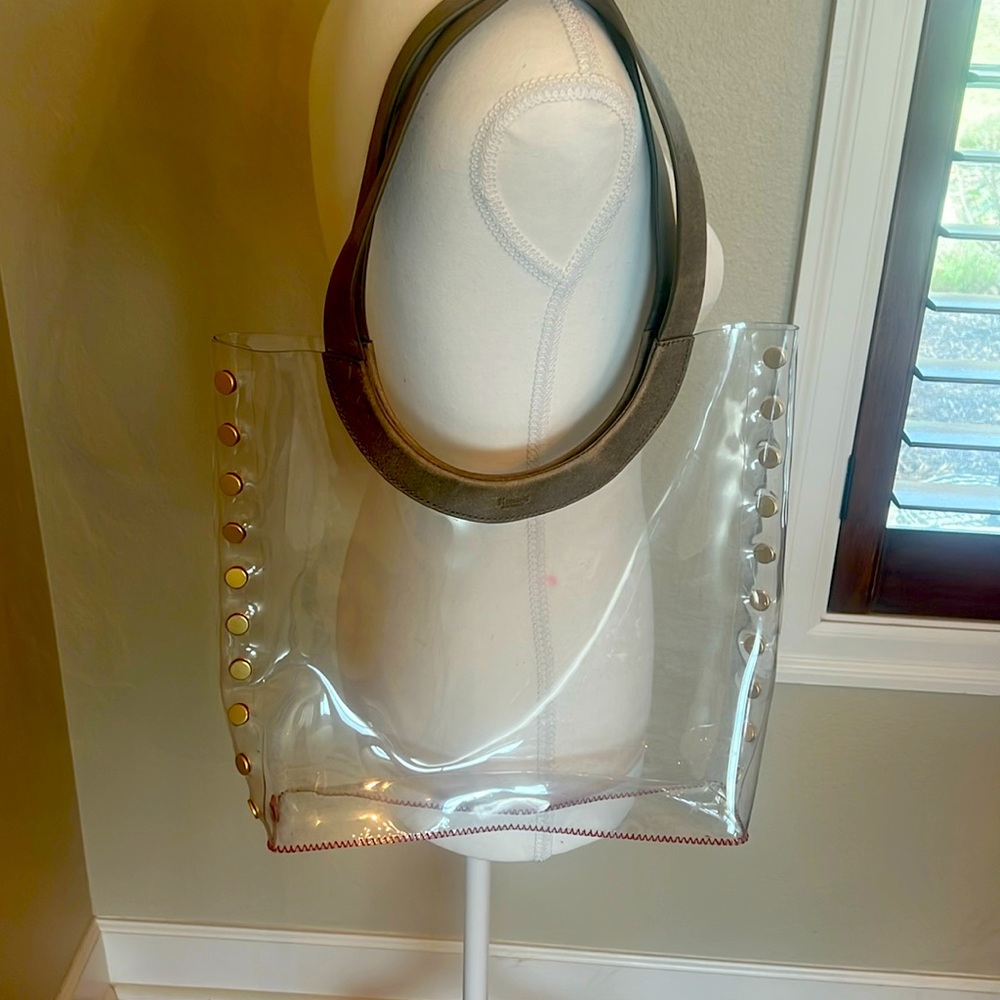 HAMMITT PERRY TOTE CLEAR BAG, over shoulder, BRUSHED GOLD